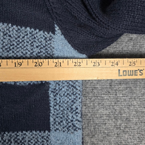 CAROLYN TAYLOR Luxury Women XL Blue Black Checkered Mock Neck Sweater Knit‎ - Picture 4 of 10
